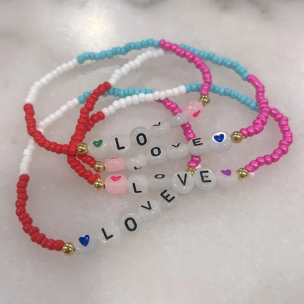 Love Letter Bead Stretch Bracelet Glow in the Dark